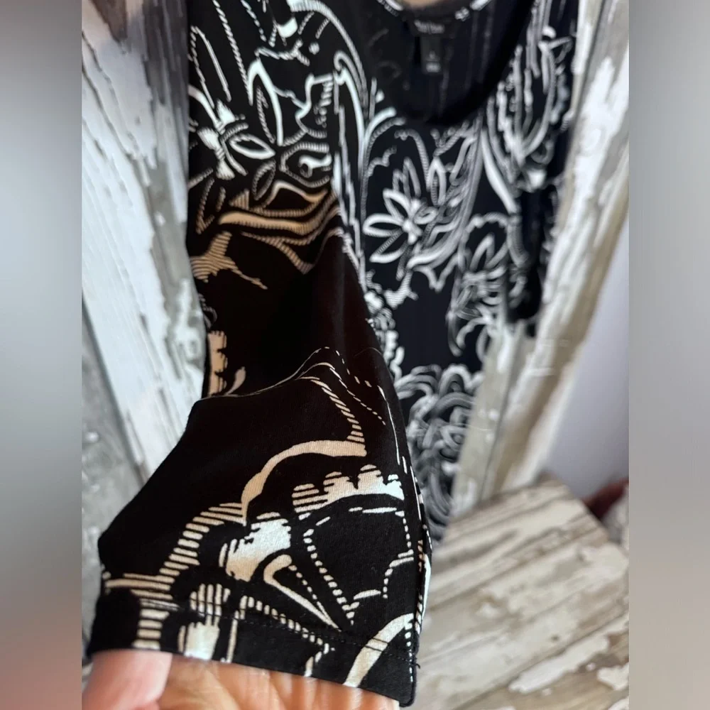 White House Black Market Dress Mid sleeve size Small Floral Black & White - Picture 5 of 7